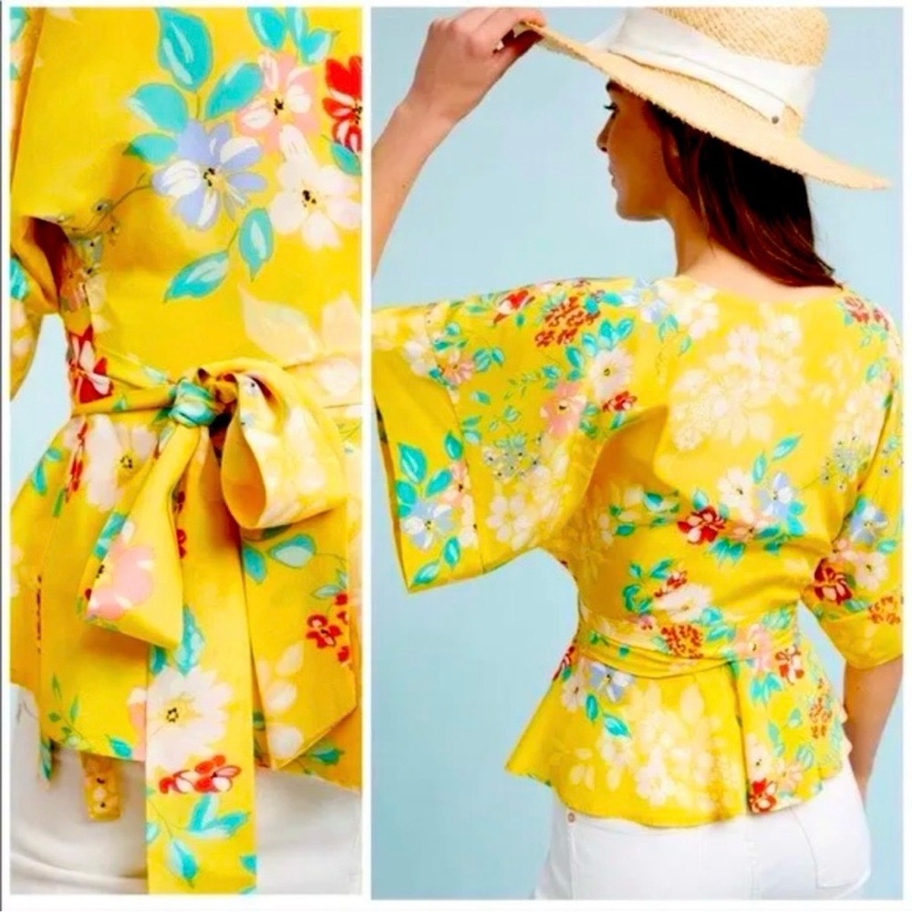 NWT Anthropologie Yumi Kim XL Wrap Top 100% Silk - Picture 3 of 8